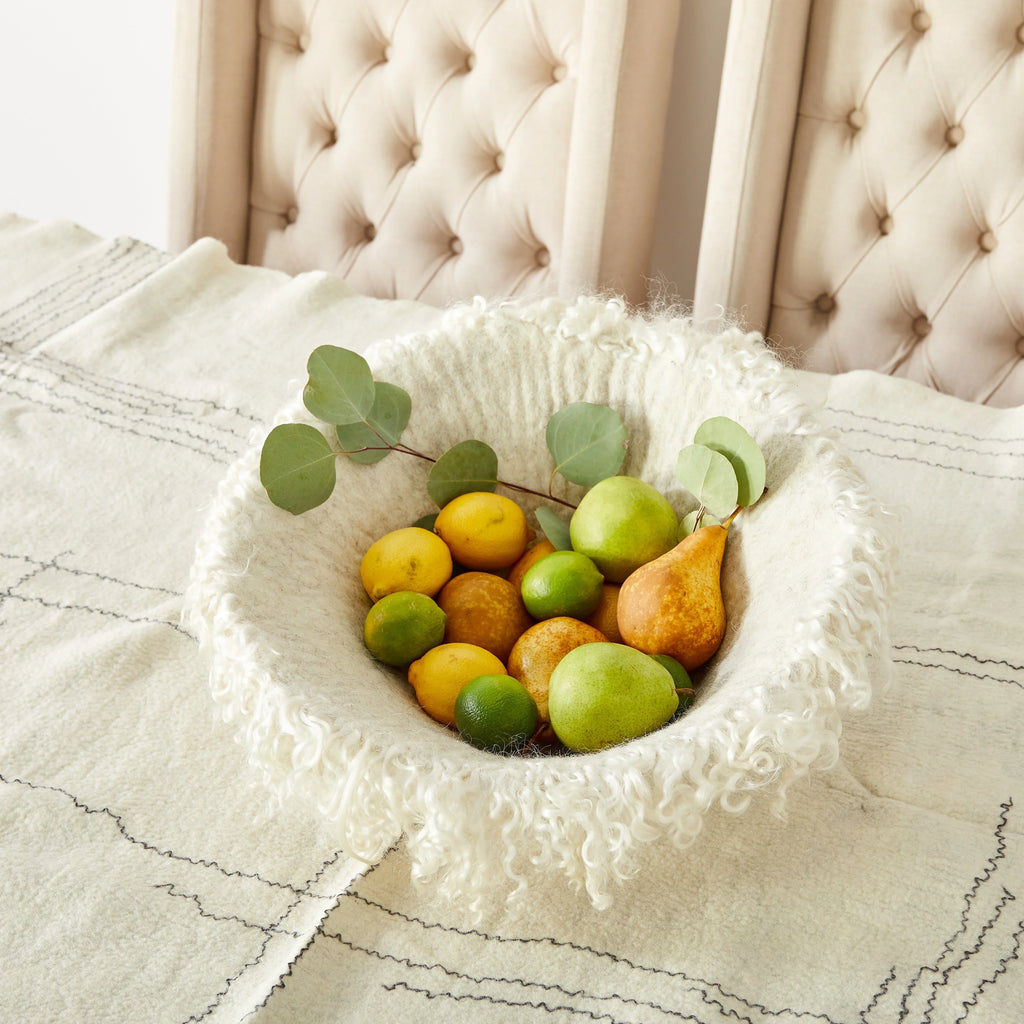 Fringed Skirt Decorative Wool Natural Bowl - House Of Avana