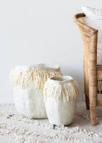 Fringed Skirt Mohair Decorative Wool Basket Kanju Interiors