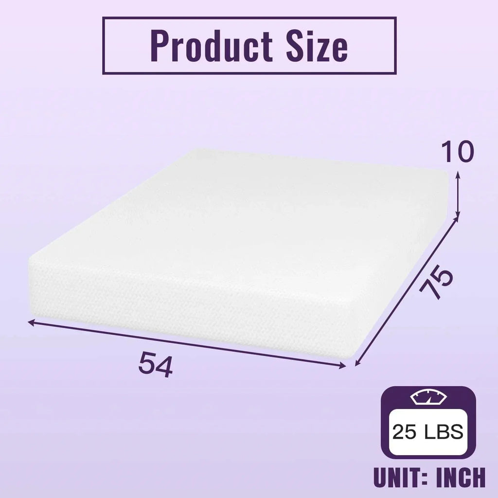 Full size 10-inch Charcoal Infused Memory Foam Mattress with Removable Cover