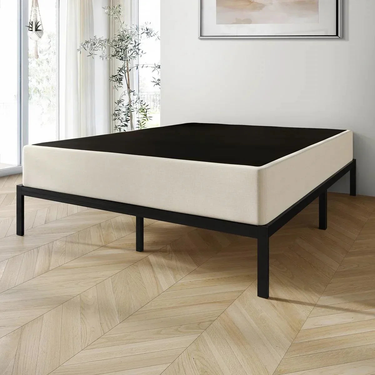 Full size 7.8-inch Metal Frame Box-Spring Foundation for Mattress with Cover