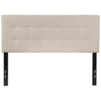 Full size Beige Taupe Fabric Box-Stitch Upholstered Headboard