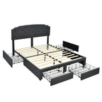 Full Size Grey Linen Adjustable Headboard 4 Drawer Storage Platform Bed