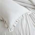 Full Size Grey Stone Washed Ruffled Edge Microfiber Comforter Set