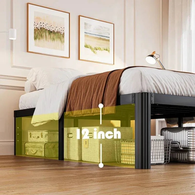 Full size Heavy Duty Metal Bed Frame Platform with Round Edge Legs