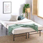 Full size Metal Bed Frame with Bamboo Wood Slats