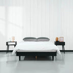 Full size Mid-Century Modern Platform Bed Frame in Black Wood Finish