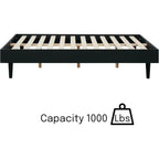 Full size Mid-Century Modern Platform Bed Frame in Black Wood Finish
