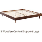 Full size Mid-Century Modern Platform Bed Frame in Dark Brown Wood Finish