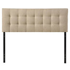 Full size Modern Beige Tan Taupe Fabric Tufted Upholstered Headboard