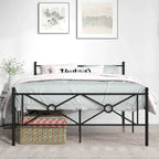 Full Size Modern Black Metal Platform Bed Frame with Headboard and Footboard