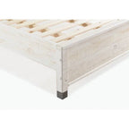 Full Size Solid Wood Platform Bed Frame with Headboard in Rustic White Finish