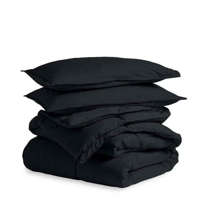 Full/Double size Luxuriously Soft Down Alternative Comforter Set in Black