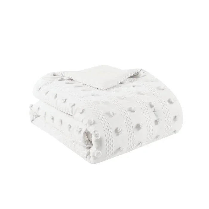 Full/Queen 3-Piece Ivory Pompom Microfiber Comforter Set