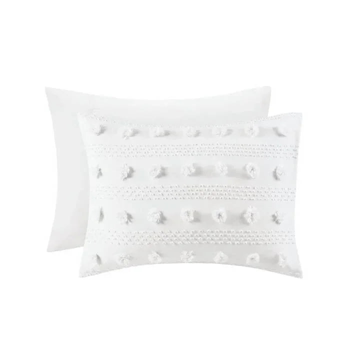 Full/Queen 3-Piece Ivory Pompom Microfiber Comforter Set
