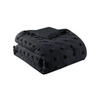 Full/Queen 3 Piece Pompom Microfiber Hypoallergenic Comforter Set in Black