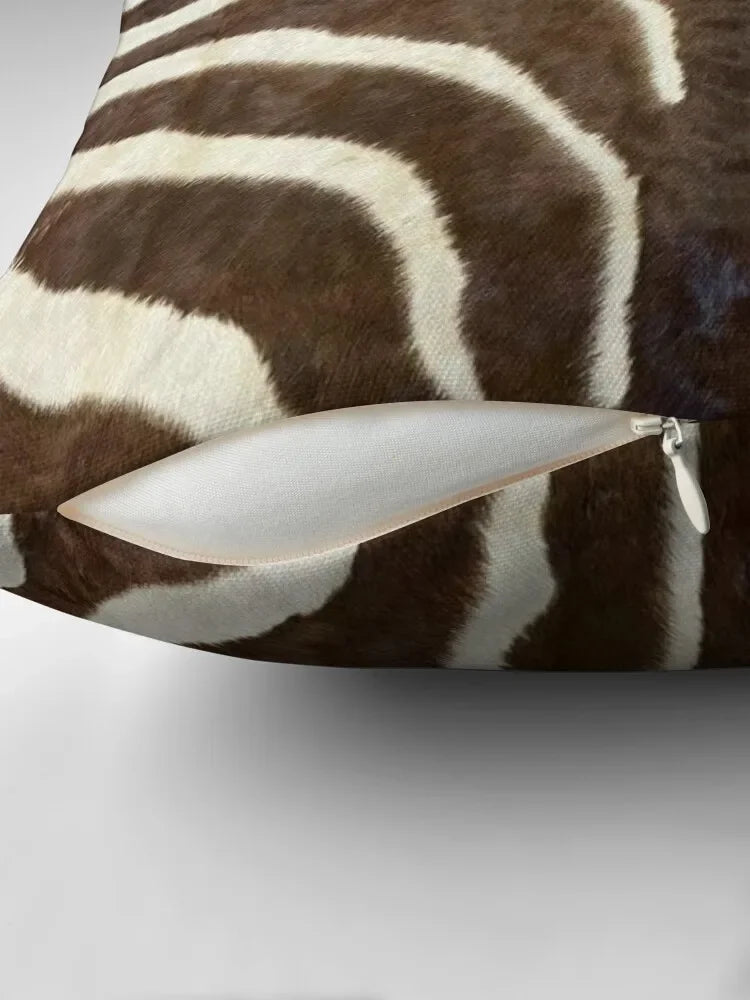 Furry zebra print throw pillow, soft velvet material, playful cushion design - House of Avana