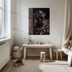 Futuristic Black Diva Portrait UV Glass Wall Art – Opulent Cyber Couture Aesthetic-KAFCD073 Peony Atelier
