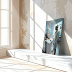 Futuristic Doctor and Robot Patient – UV Printed Glass Wall Art for Sci-Fi Lovers - KAFCD107 Peony Atelier
