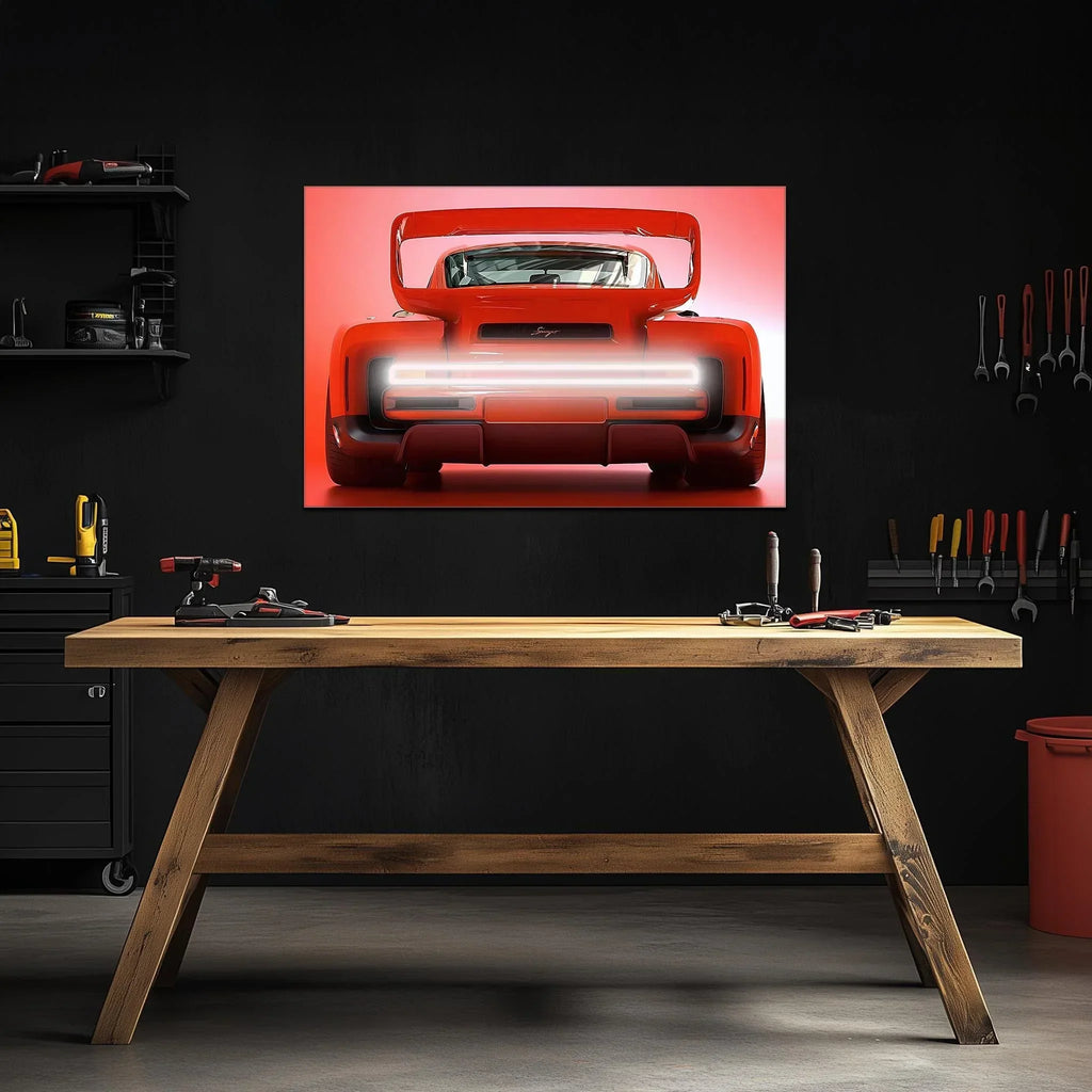 Futuristic Muscle Car Neon Wall Art - UV Printed LED Plexiglass Sign for Garage, Man Cave & Racing Fans - Adjustable Light and Free Shipping Peony Atelier
