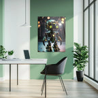 Futuristic Neon-Eyed Robot Character – UV Printed Glass Wall Art - KAFCD105 Peony Atelier