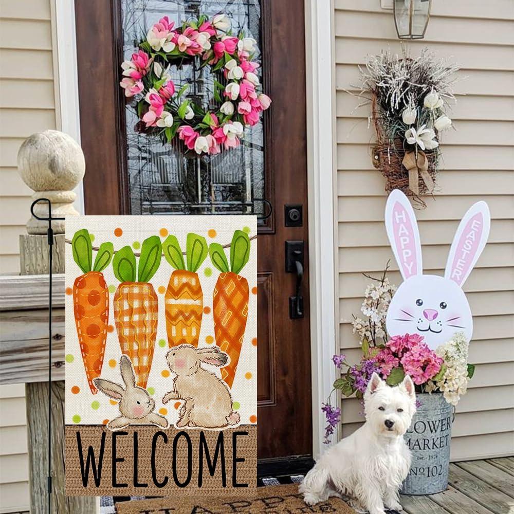 Garden Flag - Decorative Easter Bunny Polyester 12x18