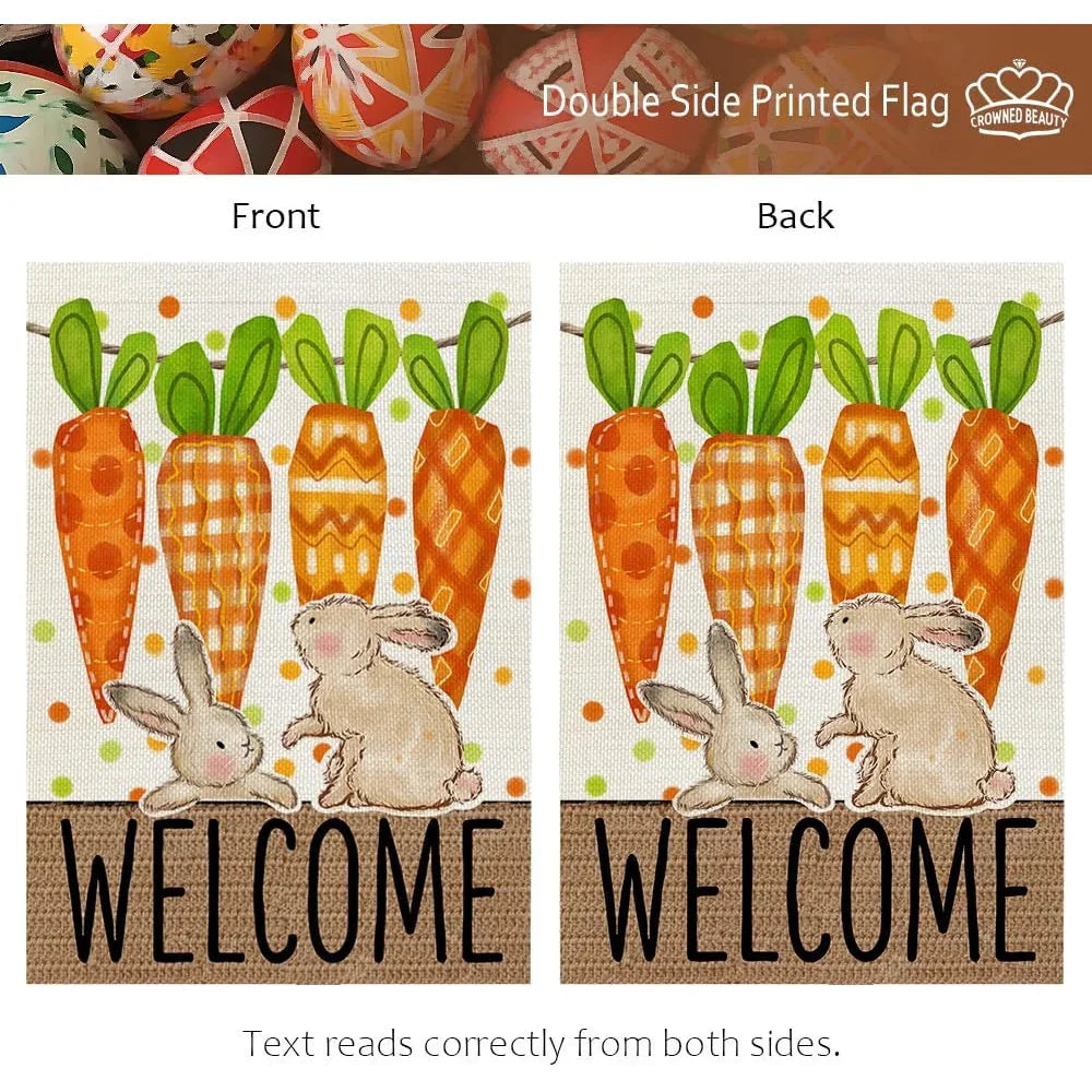 Garden Flag - Decorative Easter Bunny Polyester 12x18