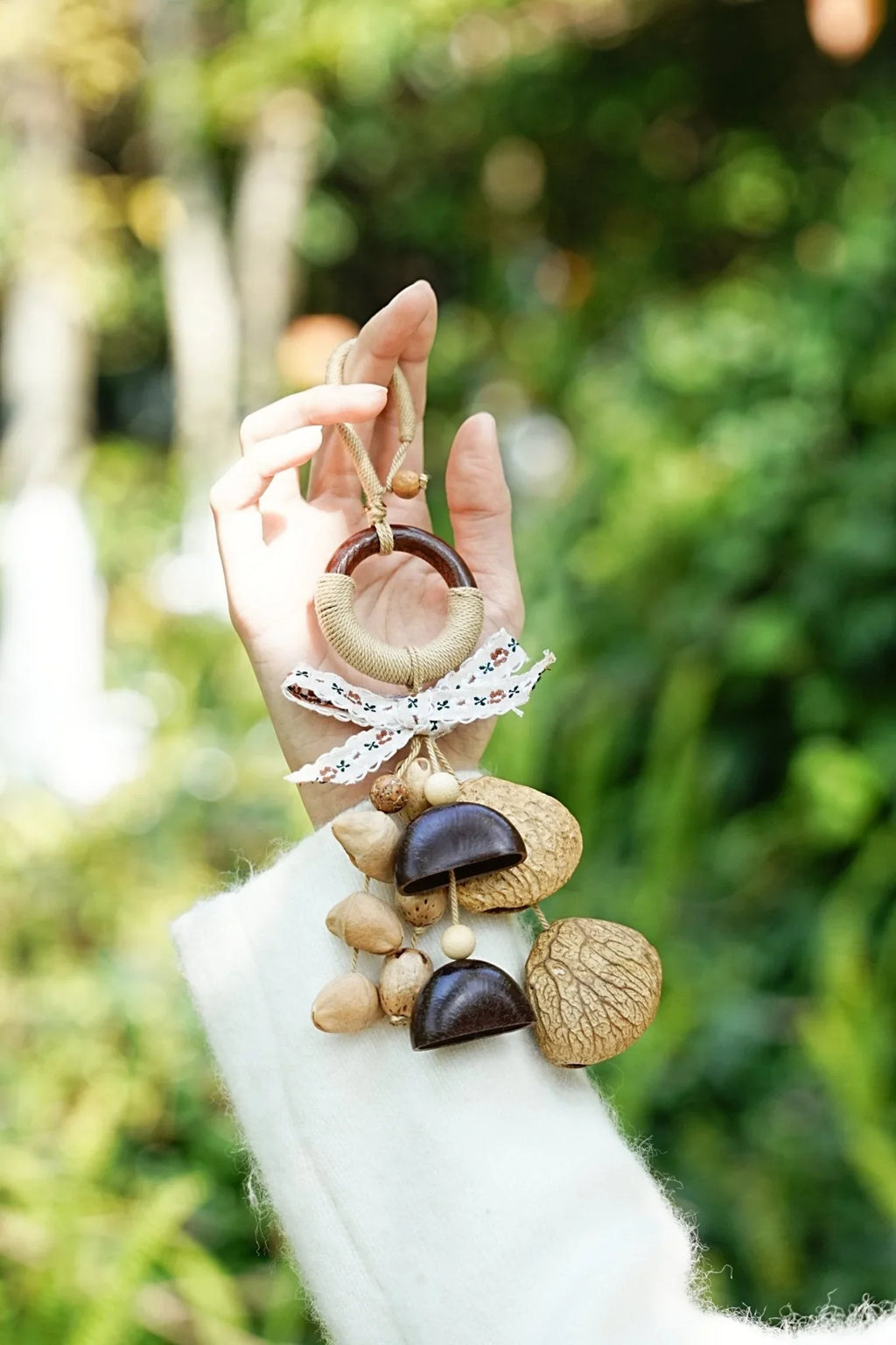 "Garden Whisper" Floral Wood Ring Charm