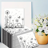 100-Pack White & Black Dandelion Biodegradable Napkins - 6.5"x6.5" - House Of Avana
