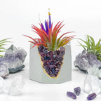 Garnet Geode Planter Natural Stone Indoor Decorative Plant Pot, close-up view - House Of Avana