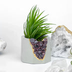 Garnet Geode Planter Natural Stone Indoor Decorative Plant Pot, texture detail - House Of Avana