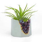 Garnet Geode Planter Natural Stone Indoor Decorative Plant Pot, angled view - House Of Avana