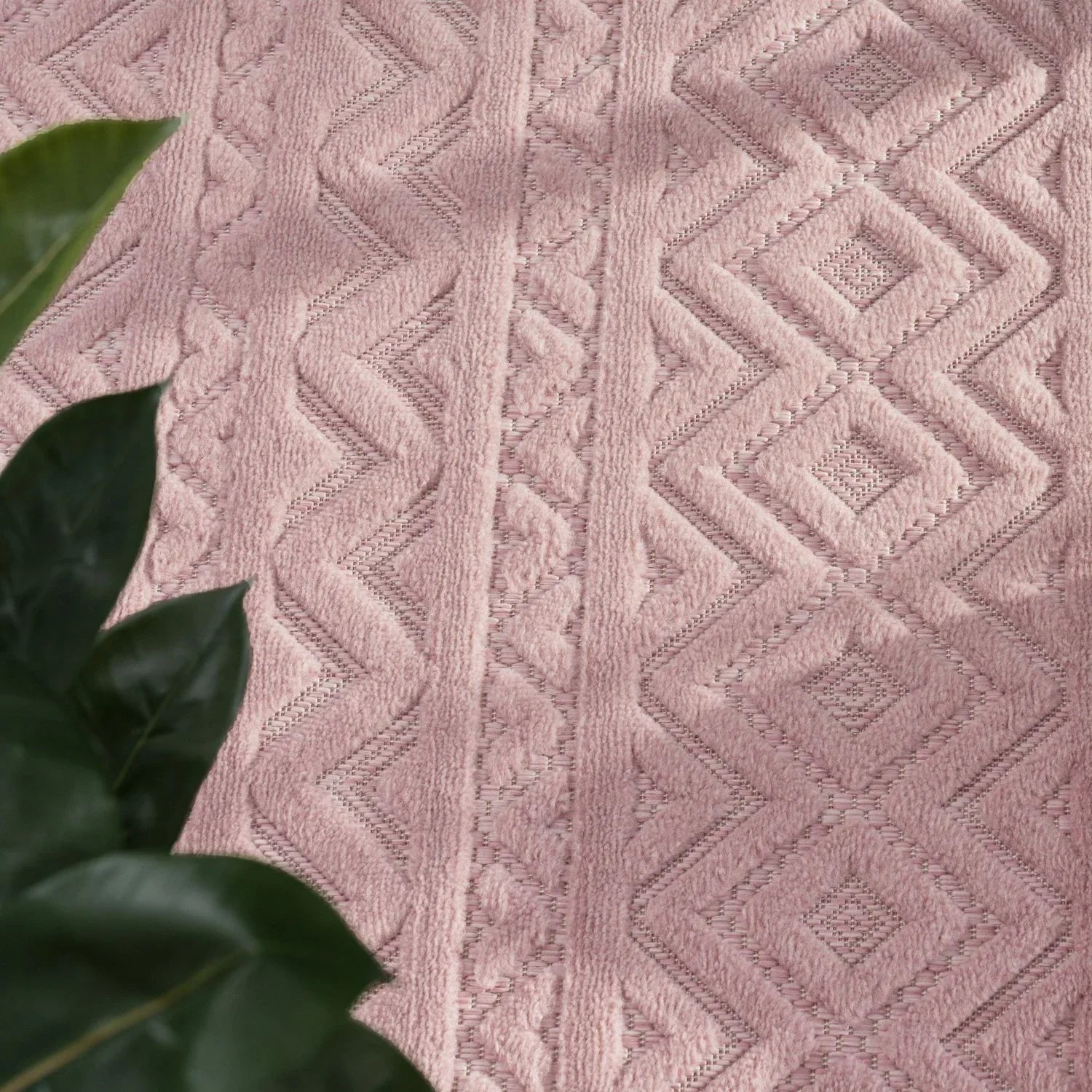 Indoor Outdoor Rug Livorno Boho High-Low Pattern In Pink RugYourHome