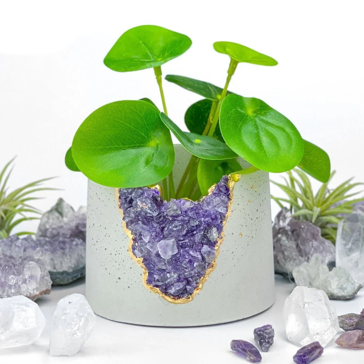 Geode Planter - Modern White Accent, front view - House Of Avana