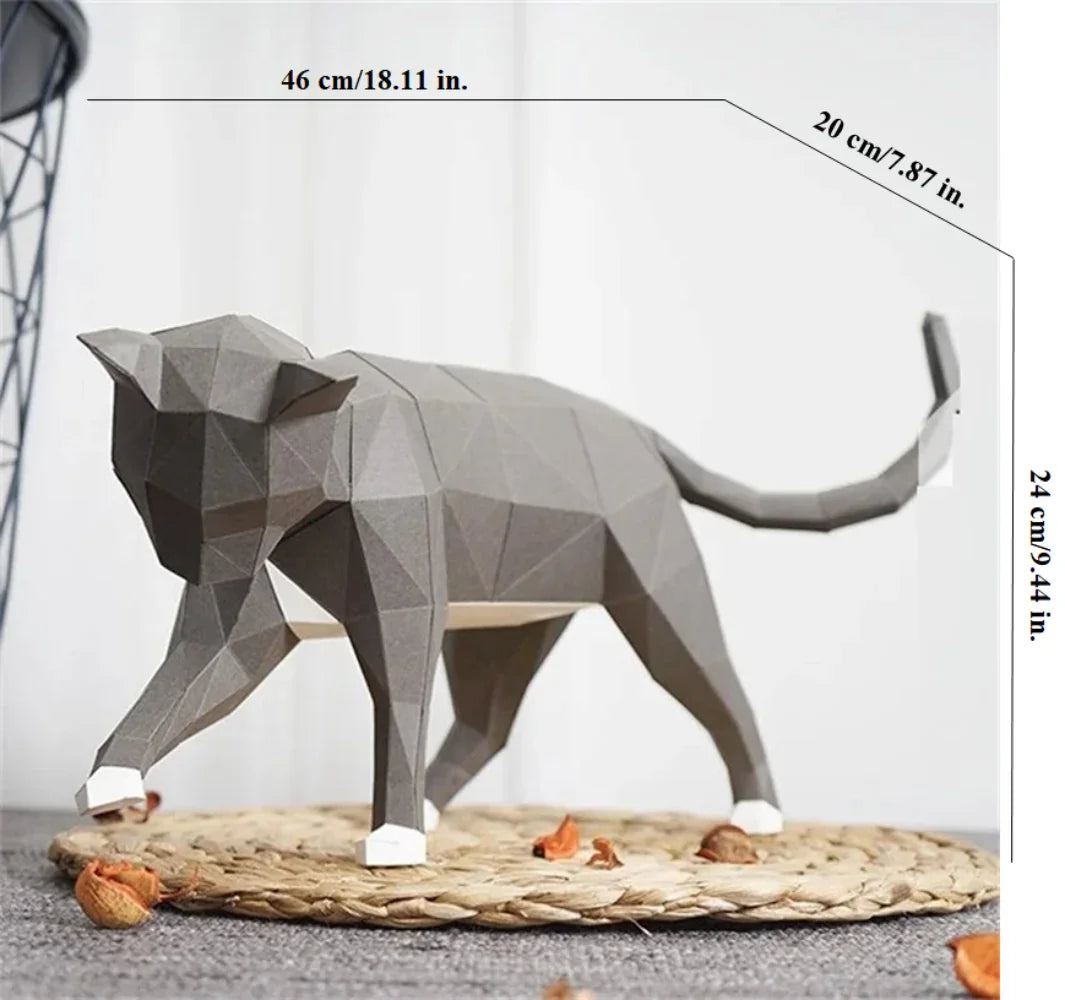 Geometric 3D Cat Figure - House Of Avana