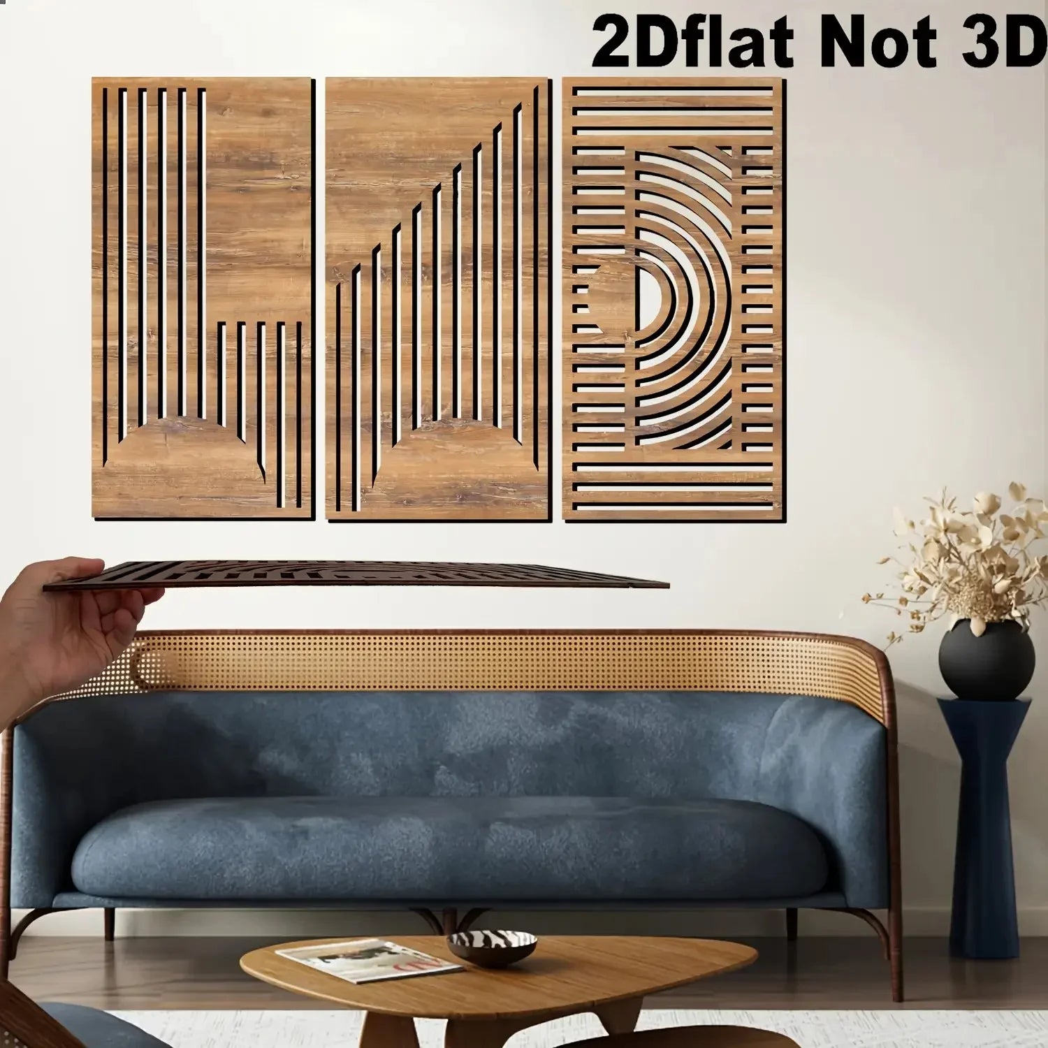 Wall Decor - Geometric Wood Abstract, back view - House Of Avana