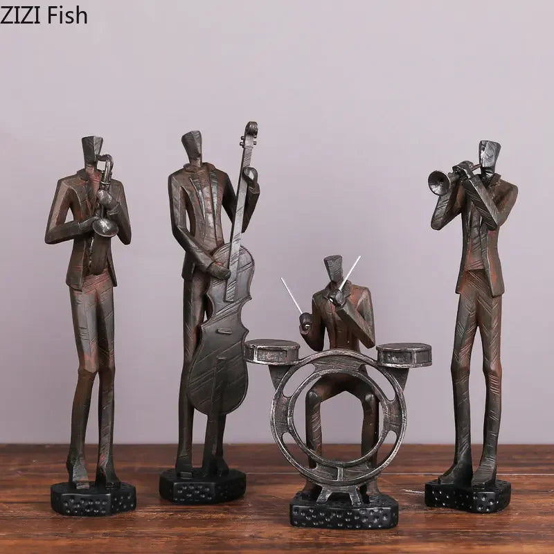 Geometric Abstract Crafts Band Musicians Statue Desk Decoration Retro Character Resins Sculpture... - House Of Avana