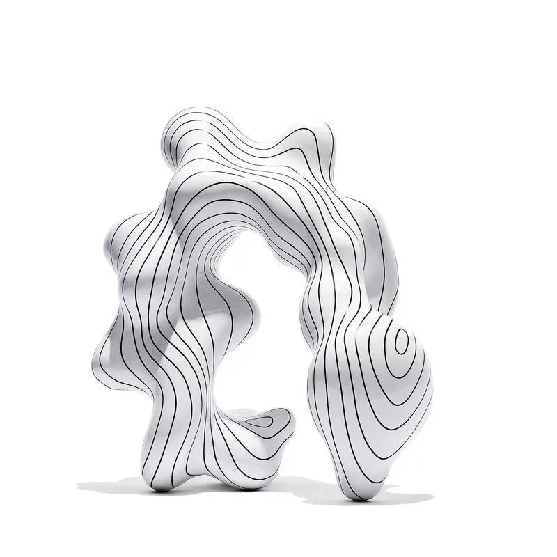 Geometric Art Sculpture - Gold Miniature Desktop Statue, angled view - House Of Avana