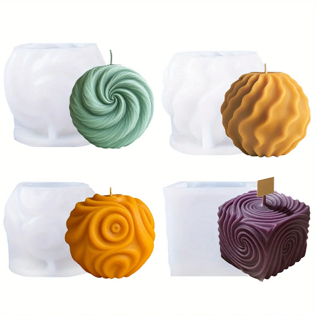 S Geometric Spiral Candle Molds - Diy Handmade Candles, Soap, Plaster Clay Supplies - Reusable and Easy... - House Of Avana