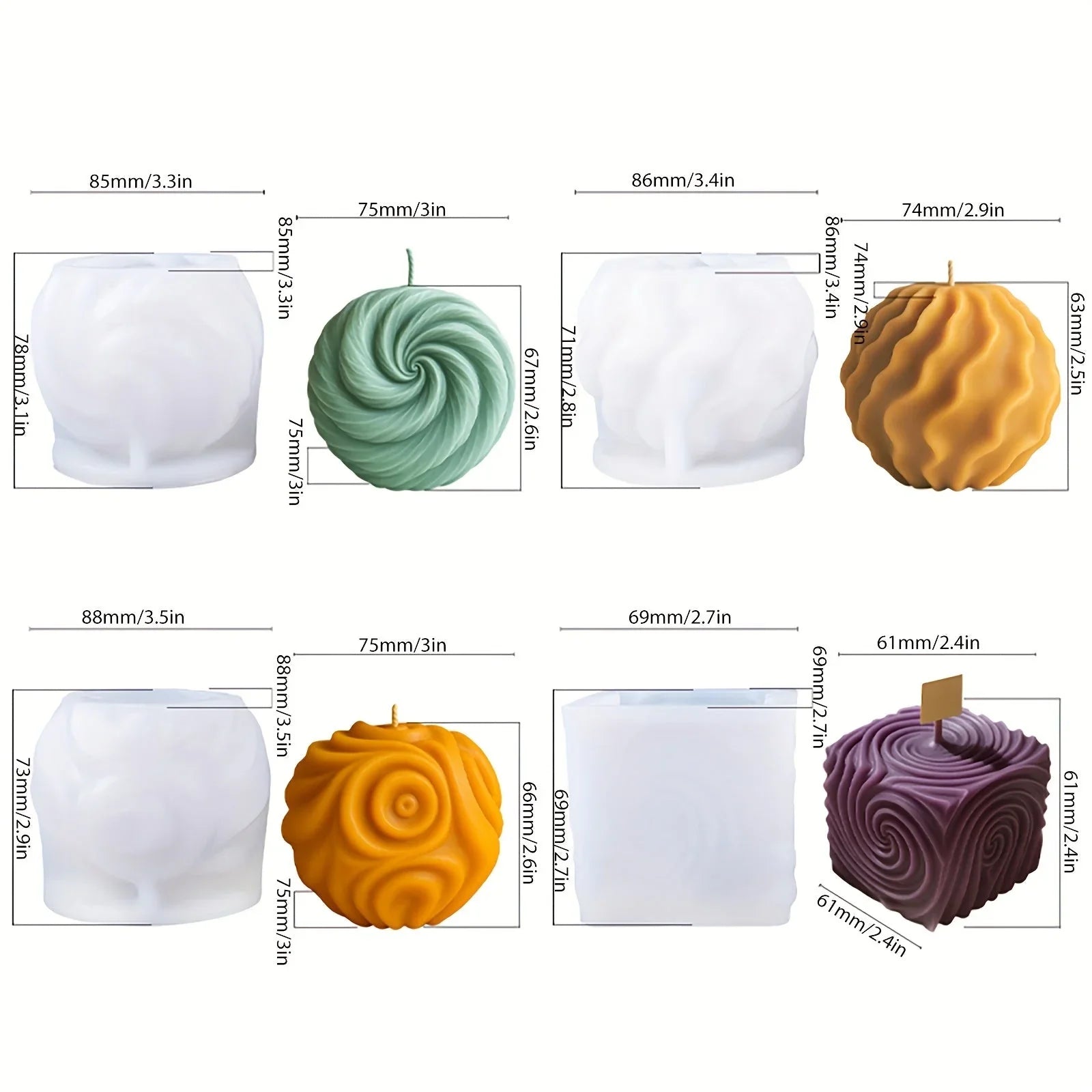 S Geometric Spiral Candle Molds - Diy Handmade Candles, Soap, Plaster Clay Supplies - Reusable and Easy... - House Of Avana