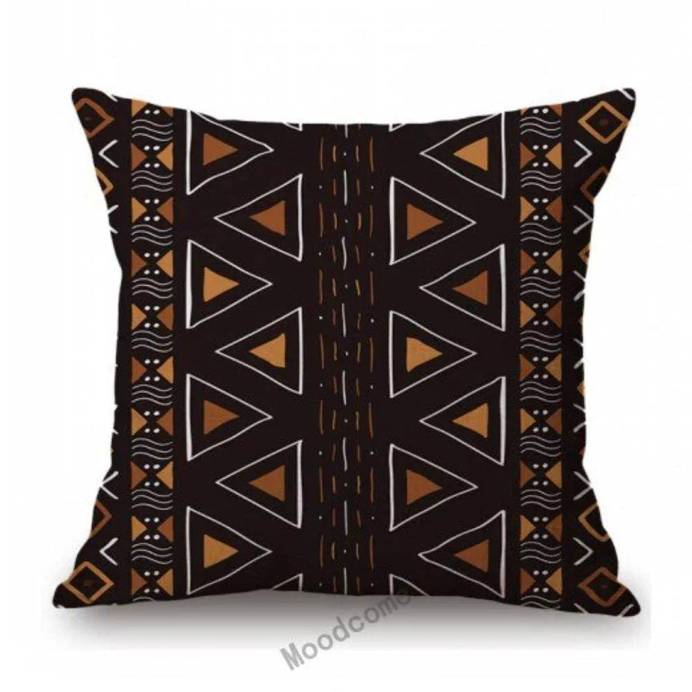 African Geometric Tribal Mud Cloth Cushion Cover, top view - House Of Avana