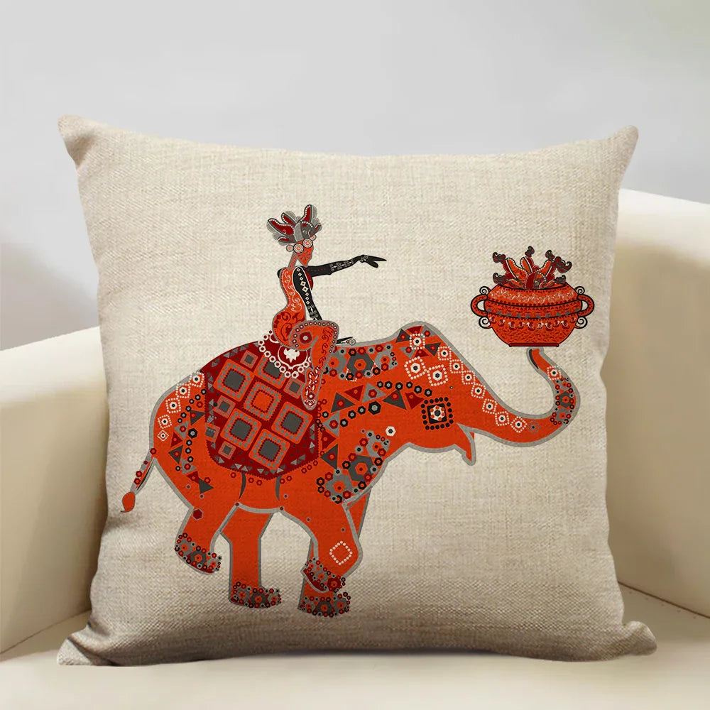 African Woman Dance Geometric Print Cushion Cover, angled view - House Of Avana