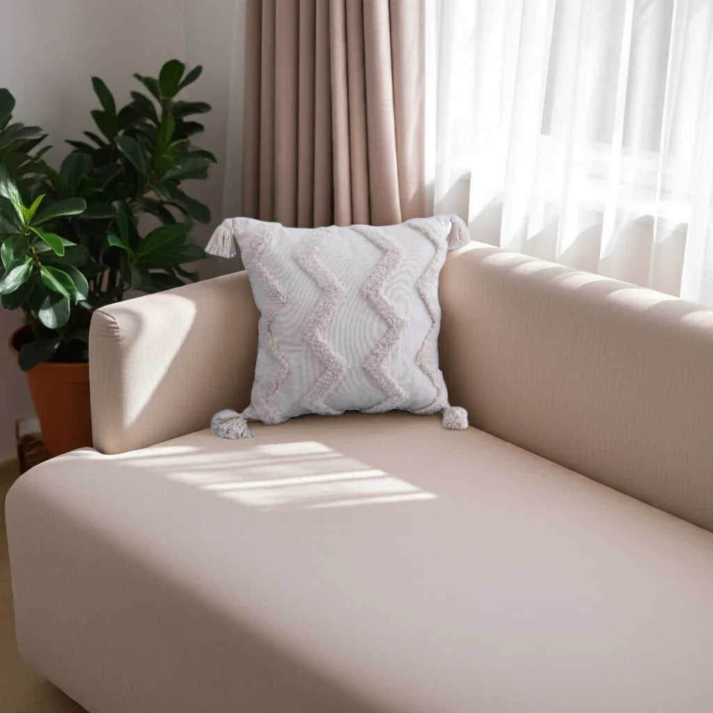 Geometric Cushion Cover With Tassels House Of Avana