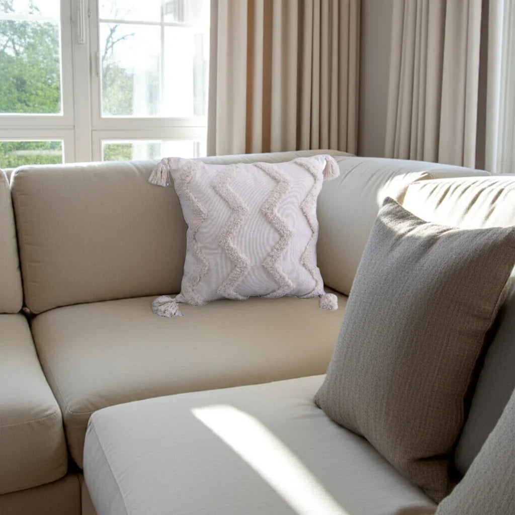 Geometric Cushion Cover With Tassels House Of Avana