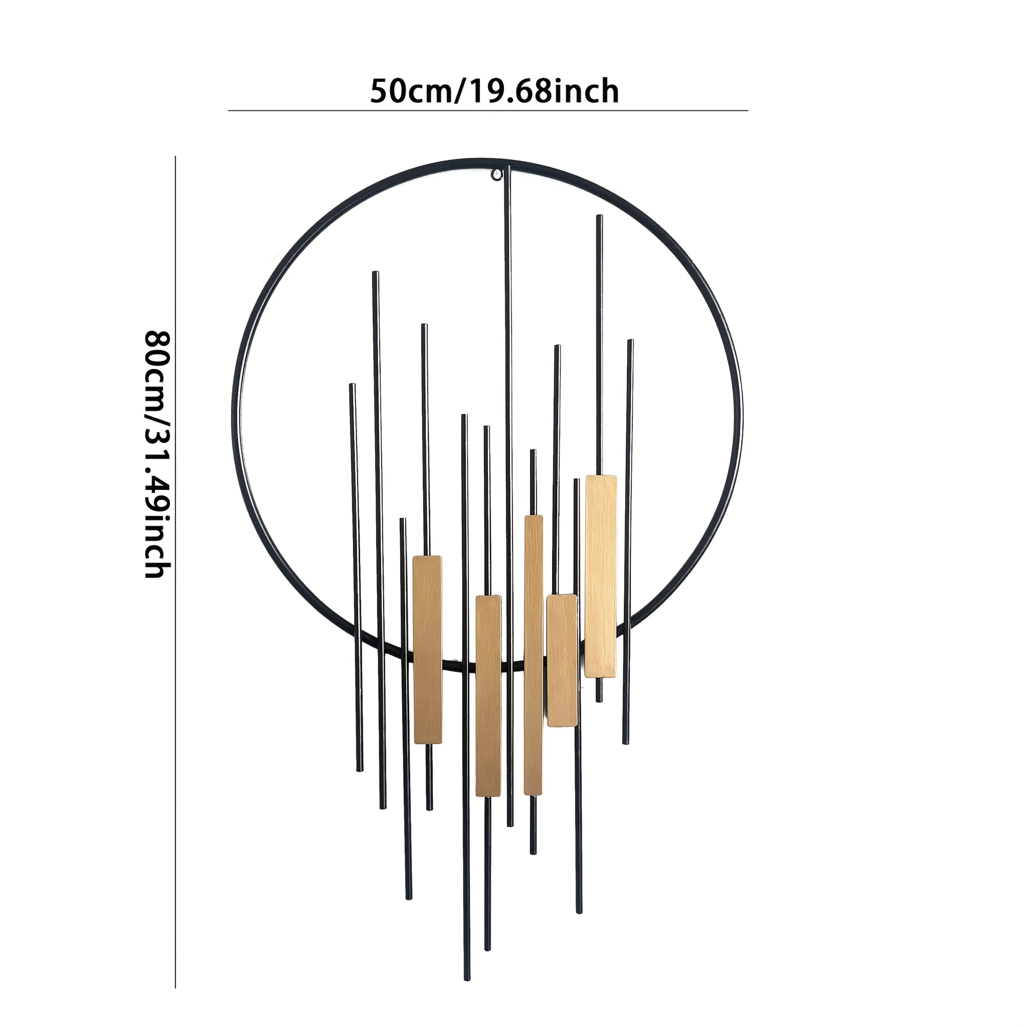 Vintage Metal Wall Art Decor - Geometric Circle Design with Vertical Bars & Horizontal Beams, Rustic... - House Of Avana