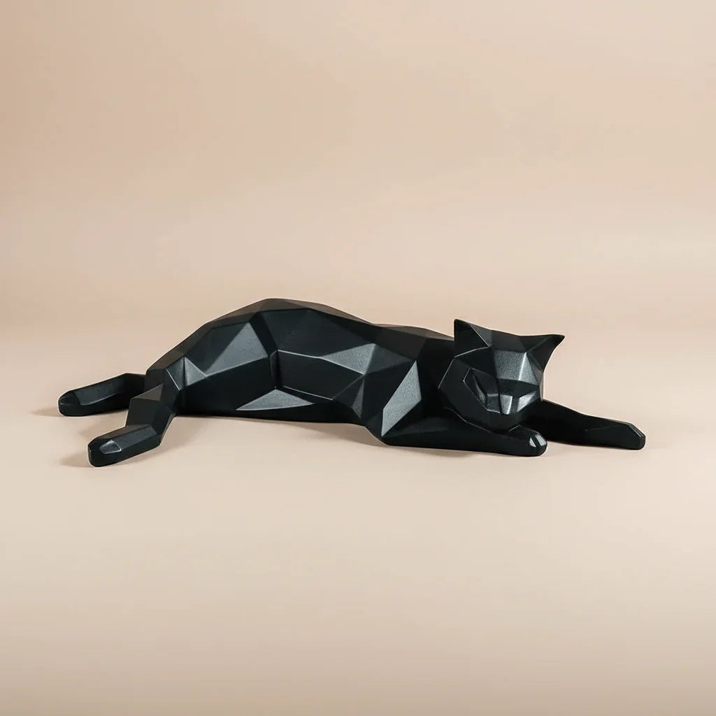 Geometric Lying Cat Figurine