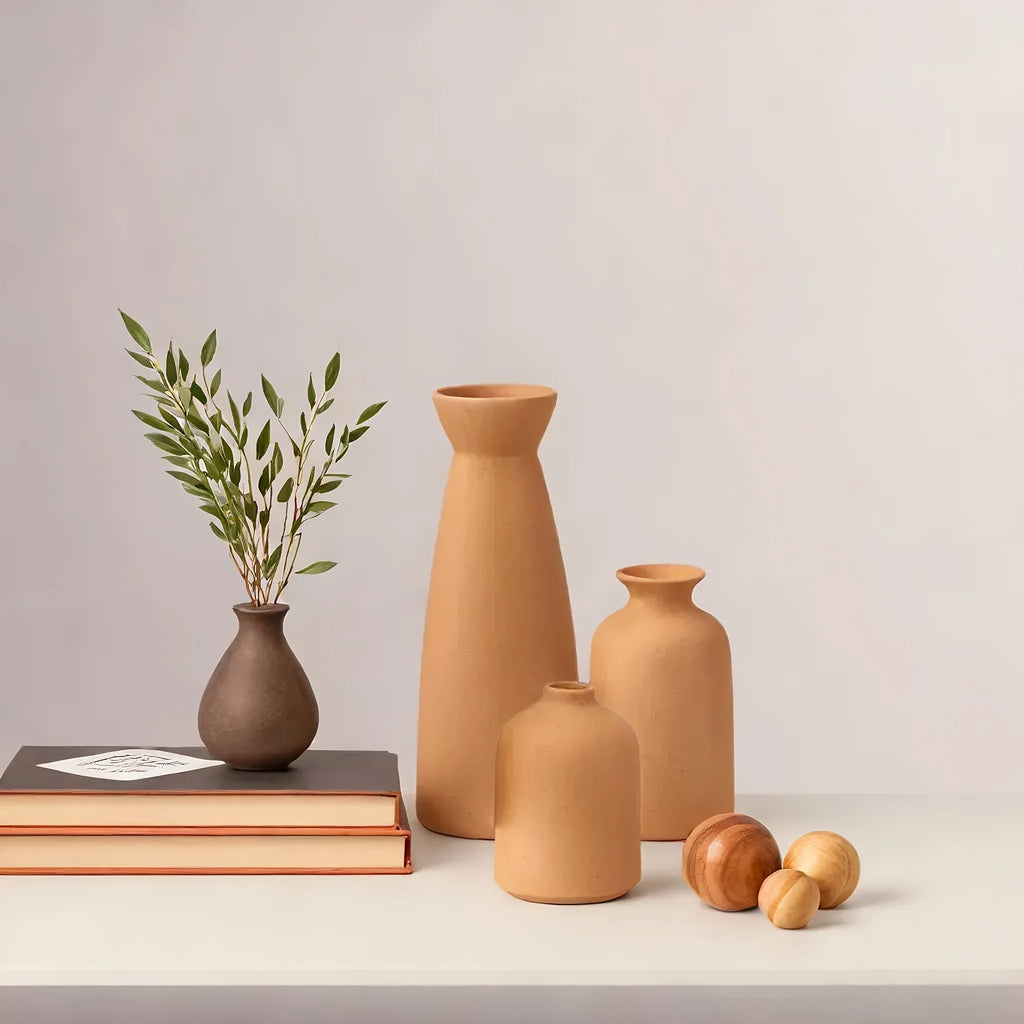S Boho/bohemian Ceramic Vase Set - Matte Nordic Minimalist Modern Geometric & Floral Designs for Elegant... - House Of Avana
