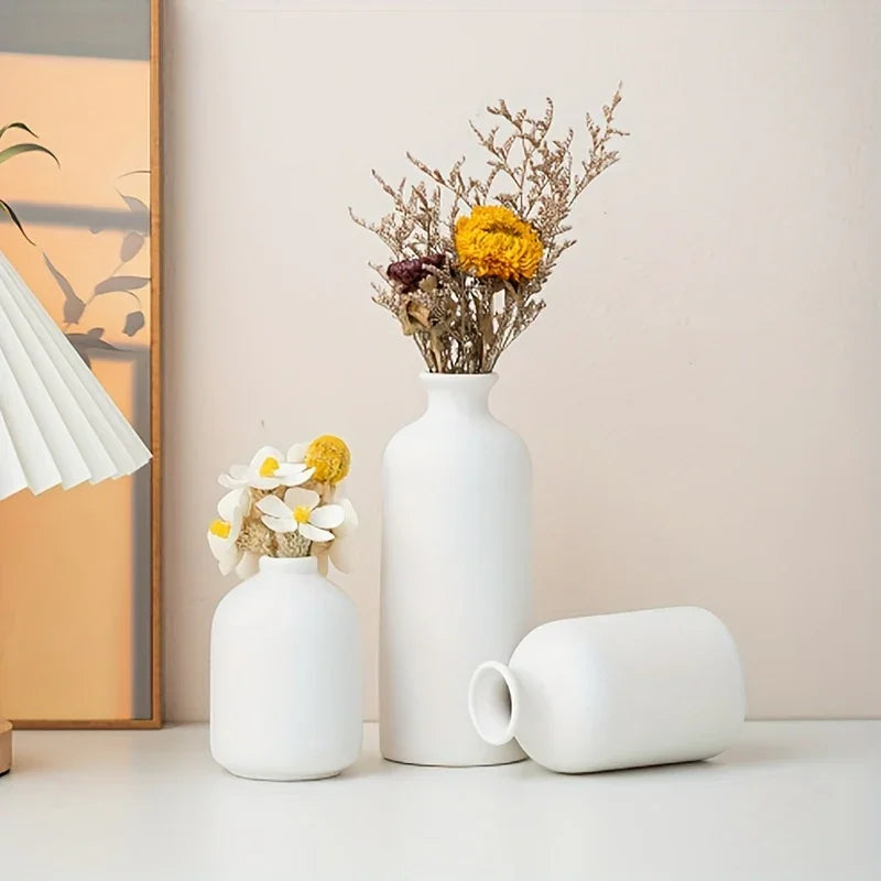 S Boho/bohemian Ceramic Vase Set - Matte Nordic Minimalist Modern Geometric & Floral Designs for Elegant... - House Of Avana
