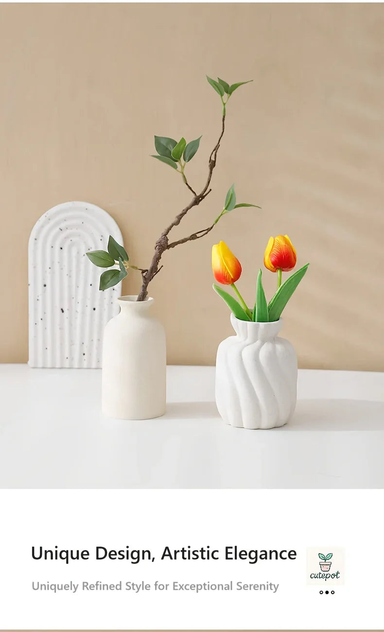 S Boho/bohemian Ceramic Vase Set - Matte Nordic Minimalist Modern Geometric & Floral Designs for Elegant... - House Of Avana