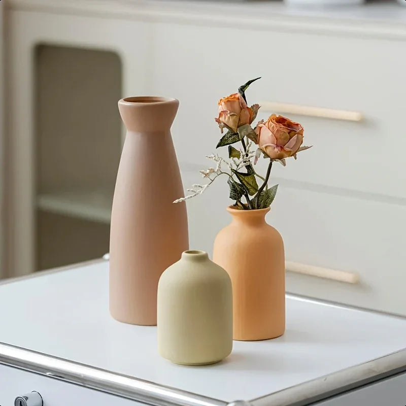 S Boho/bohemian Ceramic Vase Set - Matte Nordic Minimalist Modern Geometric & Floral Designs for Elegant... - House Of Avana