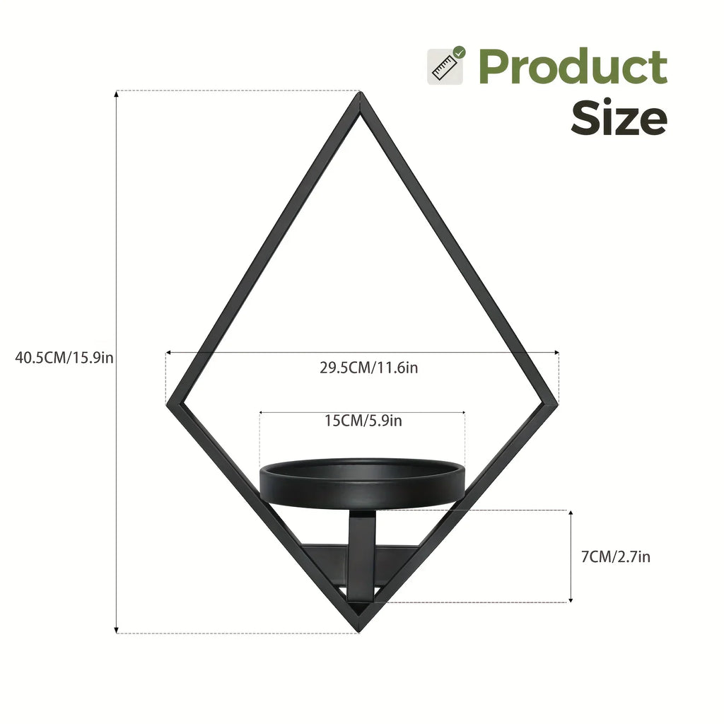 Metal Wall Planters with Geometric Frame - 3-pack Hanging Shelves, side view - House Of Avana